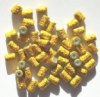 50 6x4mm Metallic Yellow Textured Tube Beads